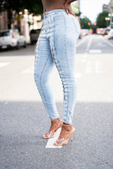 lace up jeans